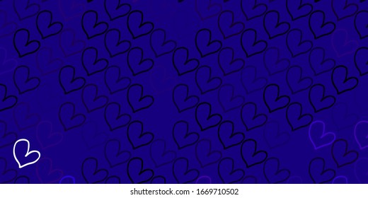 Light Purple, Pink vector background with hearts. Blurred decorative design in doodle style with hearts. Design for your business advert of anniversary.