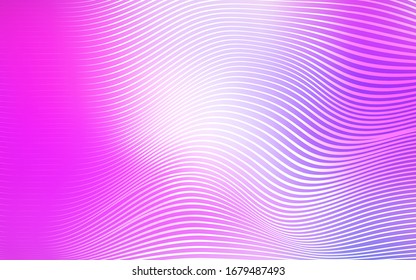 hellvioletter, rosafarbener Vektorillustration-Hintergrund mit abgerundeten Linien. Unscharfe geometrische Probe mit Farbverlauf.  Die Vorlage für den Hintergrund von Mobiltelefonen.