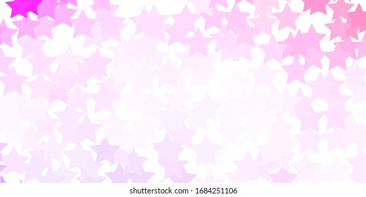 Color púrpura claro, fondo vector rosado con estrellas coloridas. Ilustración colorida con estrellas abstractas de gradiente. Mejor diseño para tu anuncio, afiche, banner.