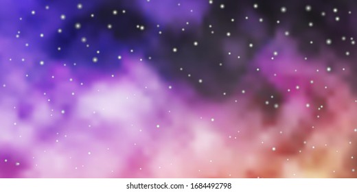 Hellviolett, rosafarbene Vektorillustration mit bunten Sternen. Farbige Illustration im abstrakten Stil mit Farbverlauf-Sternen. Das beste Design für Ihre Anzeige, Ihr Poster, Ihr Banner.