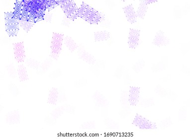 Hellviolett, rosafarbene Vektorillustration mit künstlicher Intelligenz. Farbige AI-Struktur mit Farbverlauf-Linien und Punkten. Vorlage für Anzeigen des Intellekts, Innovationen.