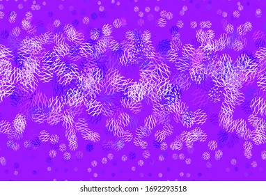 Púrpura clara, fondo vector rosado con puntos, líneas. Diseño decorativo de estilo abstracto con burbujas y líneas. Patrón para texturas de papel pintado.