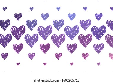 Light Purple, Pink vector background with hearts. Smart illustration with gradient hearts in valentine style. Pattern for marriage gifts, congratulations.