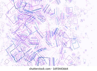 Light Purple, Pink vector background with triangles, circles, cubes. Illustration with colorful circles, triangles, rectangles. Smart design for your adverts.