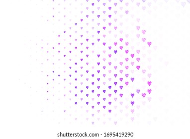 Light Purple, Pink vector background with Shining hearts. Beautiful celebration style hearts on abstract illustration. Pattern for carnival, festival romantic leaflets.