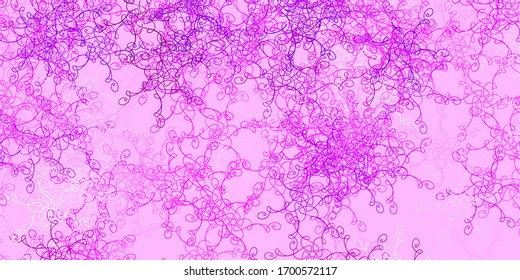 Light Purple, Pink vector background with curves. Illustration in halftone style with gradient curves. Template for your UI design.