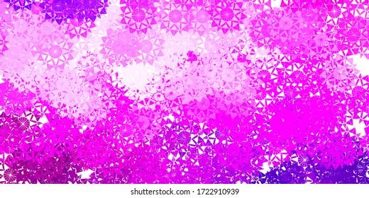 Púrpura clara, fondo vector rosado con copos de nieve de Navidad. Ilustración de color degradado con elementos de nieve en estilo de Navidad. Diseño de Navidad para negocios.