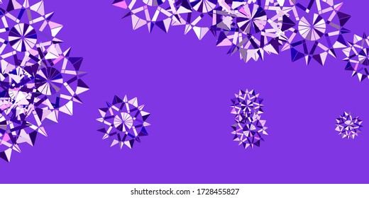 Púrpura claro, fondo vector rosa con copos de nieve navideños. Ilustración abstracta geométrica inteligente con hielo, nieve. Diseño de Navidad para negocios.
