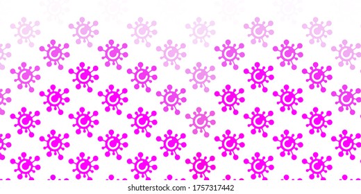 Light Purple, Pink vector background with covid-19 symbols. Colorful  gradient illness symbols in simple abstract style. Best design for quarantine events.