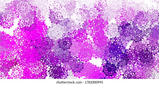 Light purple, pink vector background with christmas snowflakes. Abstract gradient colorful snowflakes and snow elements. New year background.
