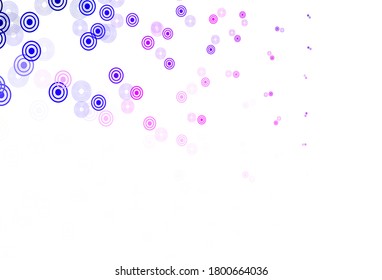 Light Purple, Pink vector background with bubbles. Beautiful colored illustration with blurred circles in nature style. Design for your business advert.