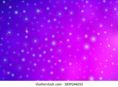 Light Purple, Pink vector background in Xmas style. Simple gradient illustration with Christmas attributes. Template for lettering, typography.