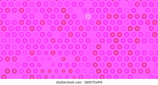 Light Purple, Pink vector background with occult symbols. Colorful vintage illustration with gradient alchemy shapes. Best design halloween events.