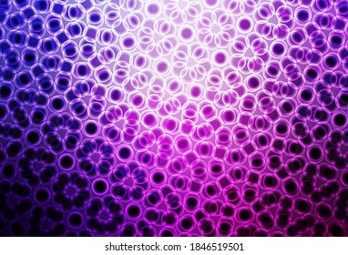 Púrpura claro, fondo vector rosado con puntos. Ilustración abstracta brillante con gotas borrosas de lluvia. Patrón de anuncios, folletos.