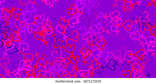 Light Purple, Pink vector background with woman symbols. Colorful illustration with gradient feminism shapes. Best design to show the power of women.