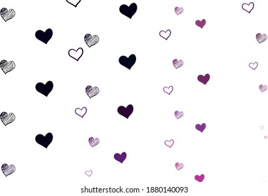 Light Purple, Pink vector background with Shining hearts. Illustration with hearts in love concept for valentine's day. Pattern for marriage gifts, congratulations.