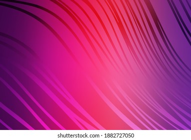 Hellviolett, rosafarbener Vektorhintergrund mit weinen Linien. Eine elegante, helle Illustration mit Farbverlauf-Linien. Neue Komposition für Ihr Markenbuch.