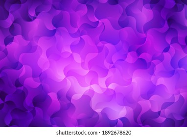 Púrpura claro, fondo vector rosado con líneas curvas. Ilustración creativa en estilo de semitono con gradiente. Patrón para su diseño.