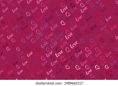 Light Purple, Pink vector background with Shining hearts. Smart illustration with gradient hearts in valentine style. Pattern for carnival, festival romantic leaflets.