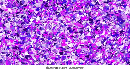 Púrpura claro, fondo vector rosa con triángulos. Ilustración abstracta inteligente con formas triangulares de estilo moderno. Patrón para promociones.