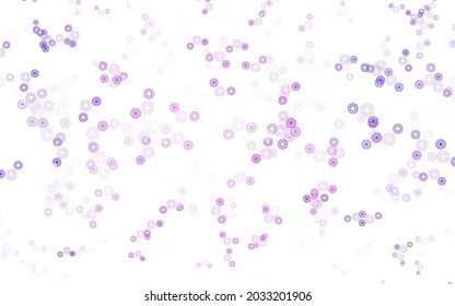 Púrpura claro, fondo vector rosado con burbujas. Ilustración abstracta moderna con gotas de agua coloridas. Patrón para anuncios futuristas, folletos.