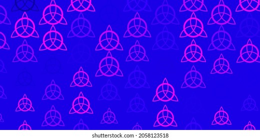 Light Purple, Pink vector background with occult symbols. Colorful vintage illustration with gradient alchemy shapes. Best design halloween events.