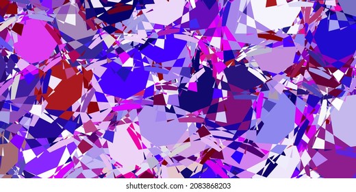Púrpura claro, fondo vector rosado con formas poligonales. Ilustración con formas triangulares coloridas abstractas. Patrón para promociones.