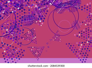 Light Purple, Pink vector background with polygonal style with circles. Modern abstract illustration with colorful dots, lines. Modern template for landing page.