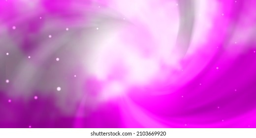 Light Purple, Pink vector background with colorful stars. Shining colorful illustration with small and big stars. Best design for your ad, poster, banner.
