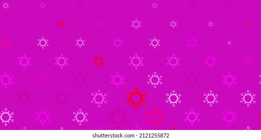 Light purple, pink vector background with covid-19 symbols. Abstract illustration with biological gradient shapes. Simple design against epidemic information.