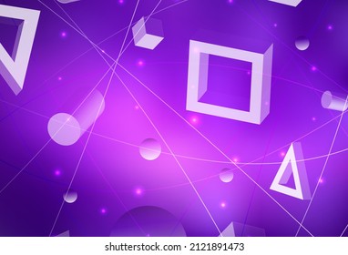 Light Purple, Pink vector background with polygonal style with circles. Glitter abstract illustration with spheres, squares, lines. Pattern for booklets, leaflets
