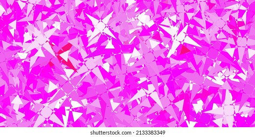 Light Purple, Pink vector background with polygonal forms. Triangle shapes with colorful gradient in abstract style. Landing pages material.