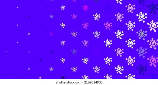 Light Purple, Pink vector background with covid-19 symbols. Smart illustration with covid signs in decorative style. Simple design against epidemic information.