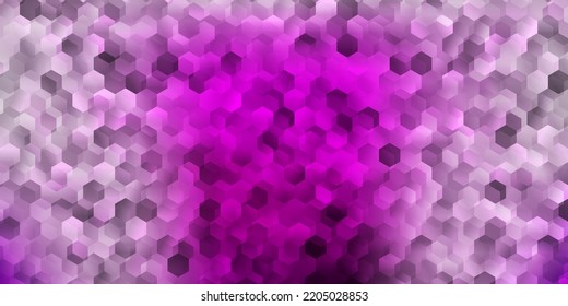 Fondo vector claro púrpura y rosa con formas hexagonales. Diseño inteligente en estilo abstracto con un lote de hexágonos de gradiente. Una adición fácil a su diseño.