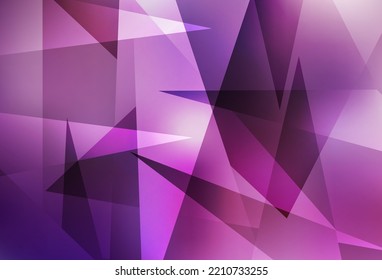 Hellviolett, rosafarbener Vektorhintergrund mit Dreiecken. Abstrakte Glitter-Illustration mit dreieckigen Formen. Elegantes Design für Bildschirmhintergründe.