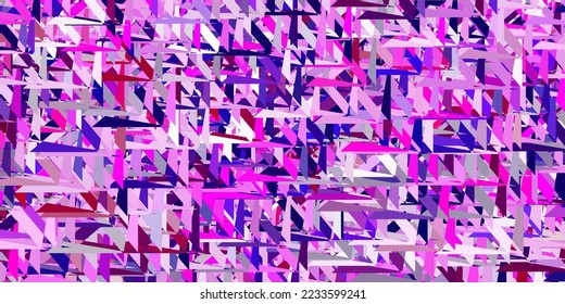 Hellviolett, rosafarbener Vektorhintergrund mit Dreiecken. Hervorragende abstrakte Illustration mit einer Reihe von bunten Dreiecken. Vorlage für Werbespots.