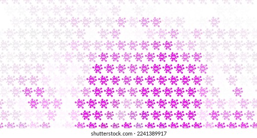 Light Purple, Pink vector background with covid-19 symbols. Abstract illustration with biological gradient shapes. Best design for quarantine events.