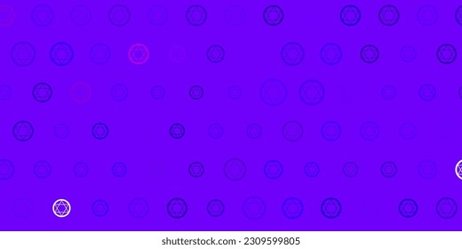 Light Purple, Pink vector background with occult symbols. Abstract illustration with gothic gradient shapes. Simple design for occult depiction.