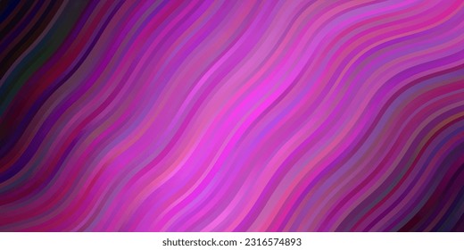Púrpura claro, fondo vector rosado con curvas. Ilustración colorida con líneas curvas. Plantilla para teléfonos móviles.