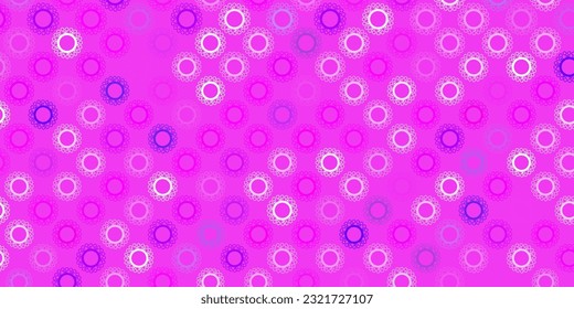 Light purple, pink vector background with covid-19 symbols. Colorful abstract illustration with gradient medical shapes. Simple design against epidemic information.