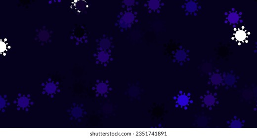 Fondo vector claro púrpura y rosa con símbolos covid-19. Ilustración abstracta con formas de gradiente biológico. Diseño para la alerta de riesgo biológico.