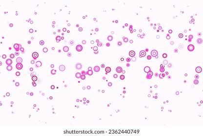 Púrpura claro, fondo vector rosado con burbujas. Burbujas borrosas sobre fondo abstracto con gradiente colorido. Patrón de anuncios, folletos.