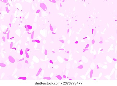 Púrpura claro, fondo vector rosado con burbujas. Ilustración abstracta moderna con gotas de agua coloridas. Patrón para texturas de papel pintado.