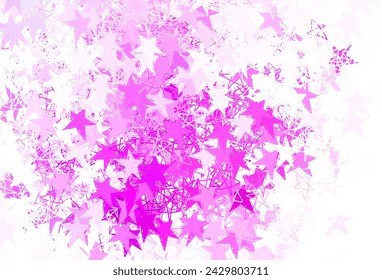 Light Purple, Pink vector background with colored stars. Decorative shining illustration with stars on abstract template. Smart design for your business advert.