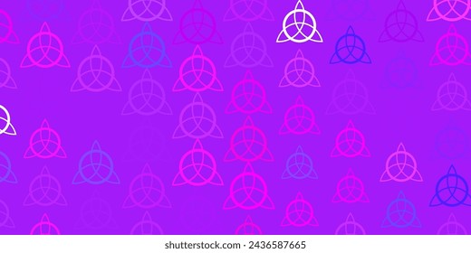 Light Purple, Pink vector background with occult symbols. Illustration with magical signs of spiritual power. Design for magic, spiritual events.