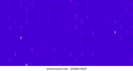 Light Purple, Pink vector background with woman symbols. Simple design in abstract style with women rights activism. Best design to show the power of women.