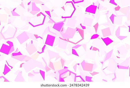 Púrpura claro, fondo de Vector rosa con hexágonos. Ilustración Abstractas con hexágonos de colores. Patrón para anuncios, folletos.