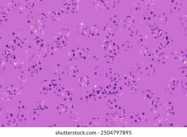 Light Purple, Pink vector background with arithmetic signs. Blurred design in simple style with collection of numerals. Best design a poster, banner of a math college.