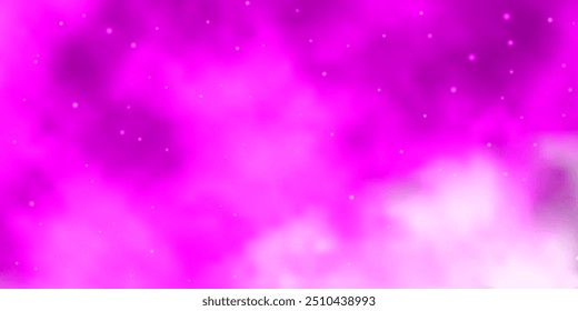 Púrpura claro, fondo de Vector rosa con estrellas de colores. Difumina el diseño decorativo en estilo simple con estrellas. Diseño para la promoción de su negocio.