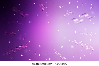 Light Purple, Pink vector background with xmas confetti. Glitter abstract illustration with colorful confetti, ribbons. Beautiful design for your business advert of anniversary.